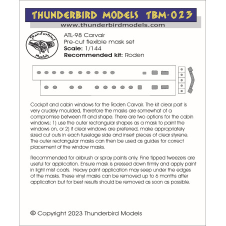 TBM-023 Thunderbird Models 1:144 ATL.98 Carvair (Roden) masks