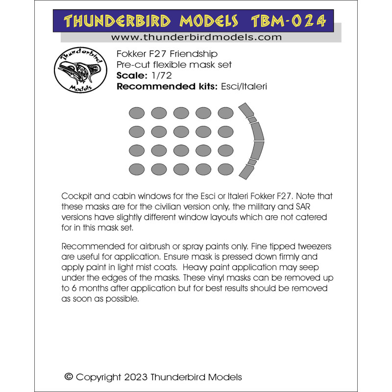TBM-024 Thunderbird Models 1:72 Fokker F27 (Esci/Italeri) masks