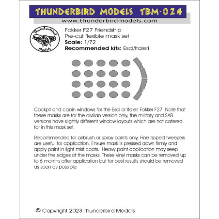 TBM-024 Thunderbird Models 1:72 Fokker F27 (Esci/Italeri) masks