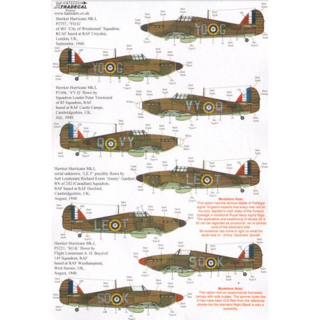 X72225 - Xtradecal 1:72 Hawker Hurricane Mk.1 Battle of Britain 1940 Pt. 2
