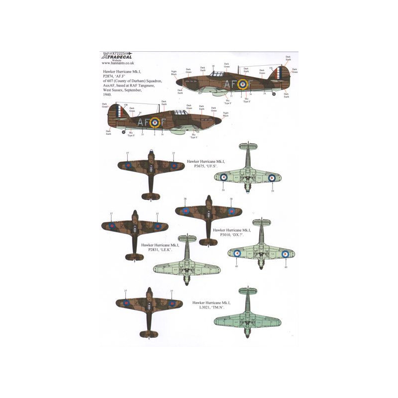 X72225 - Xtradecal 1:72 Hawker Hurricane Mk.1 Battle of Britain 1940 Pt. 2